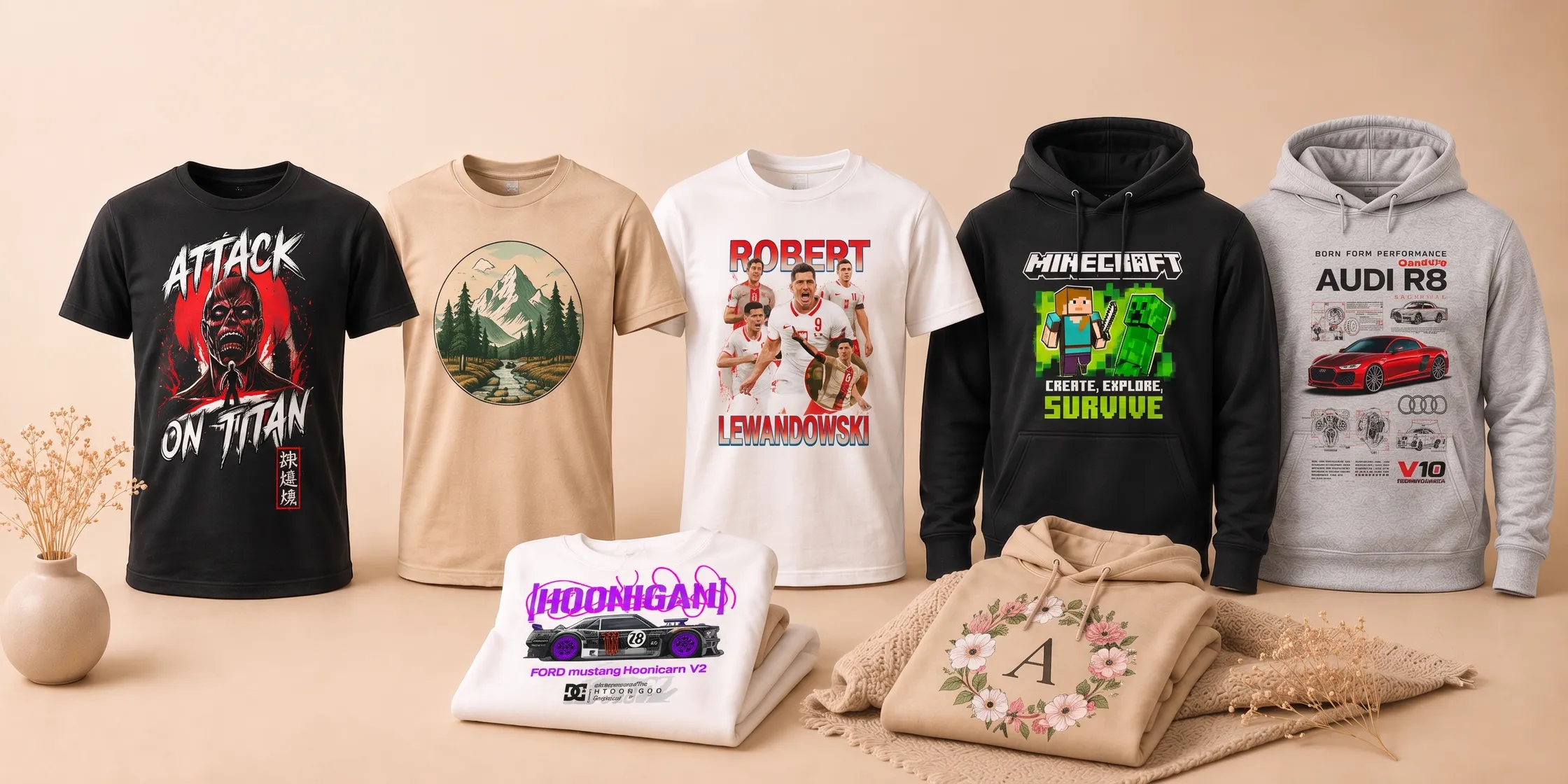 Tričká a mikiny z internetového obchodu mojavec.com s potlačou rôznych motívov pre deti aj dospelých.